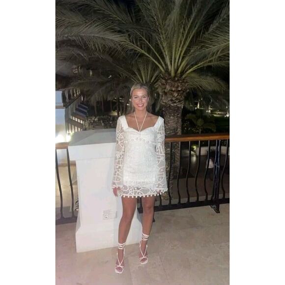 ALEXIS White Embroidered Pom Pom Lace Coachella Bride Clarra Dress Size … - Picture 9 of 16